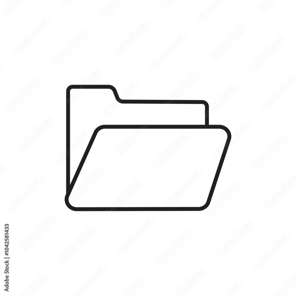 Folder icon Flat art illustration in outline Folder icon Flat art illustration in outline