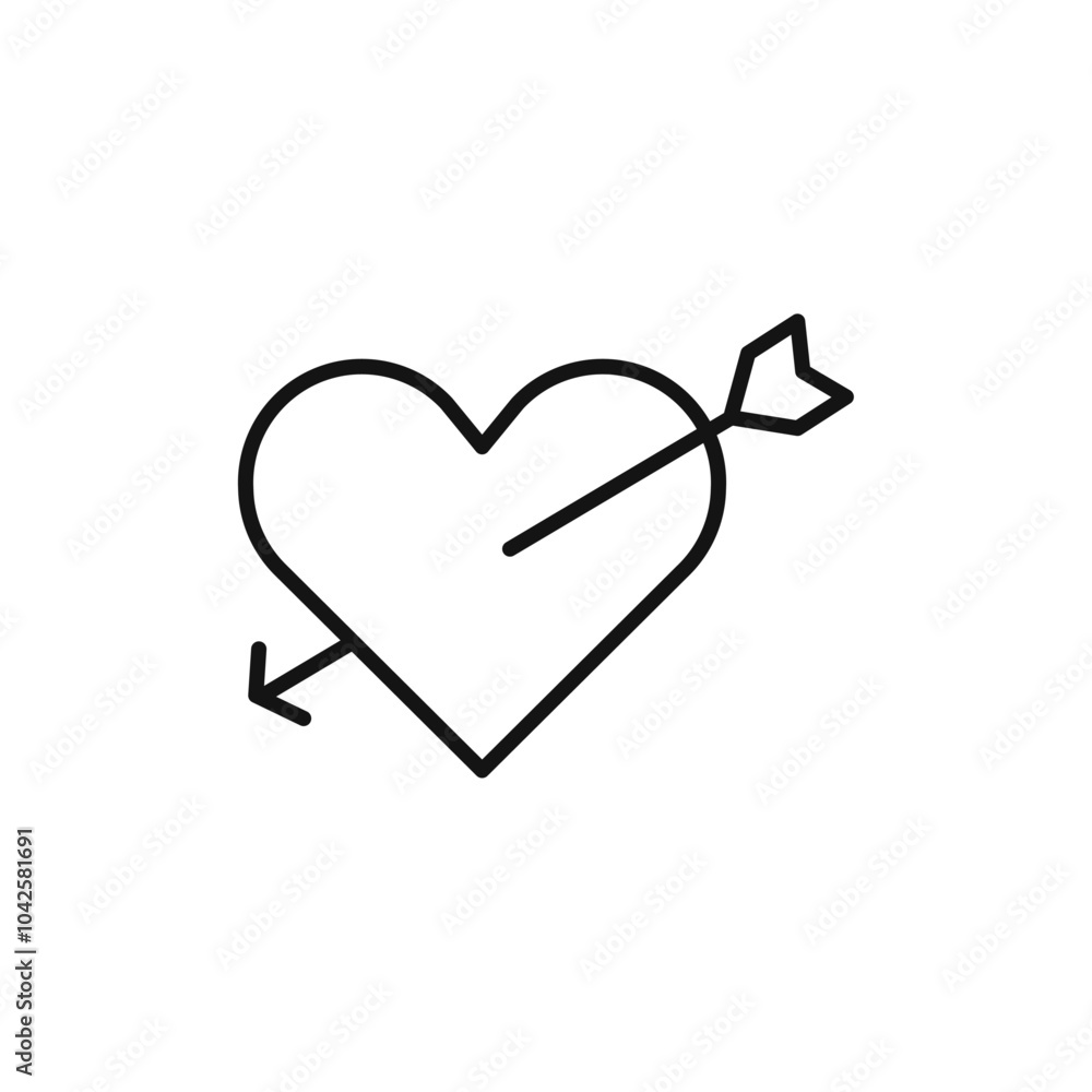 Heart with arrow icon Flat art illustration in outline Heart with arrow icon Flat art illustration in outline