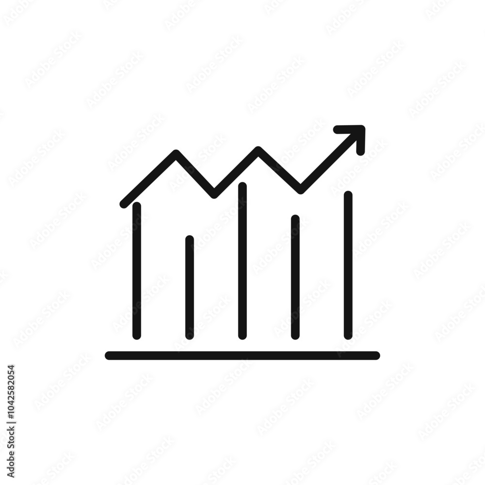 Line chart icon Flat art illustration in outline Line chart icon Flat art illustration in outline