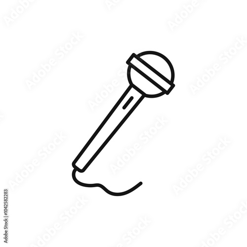 Microphone icon Flat art illustration in outline