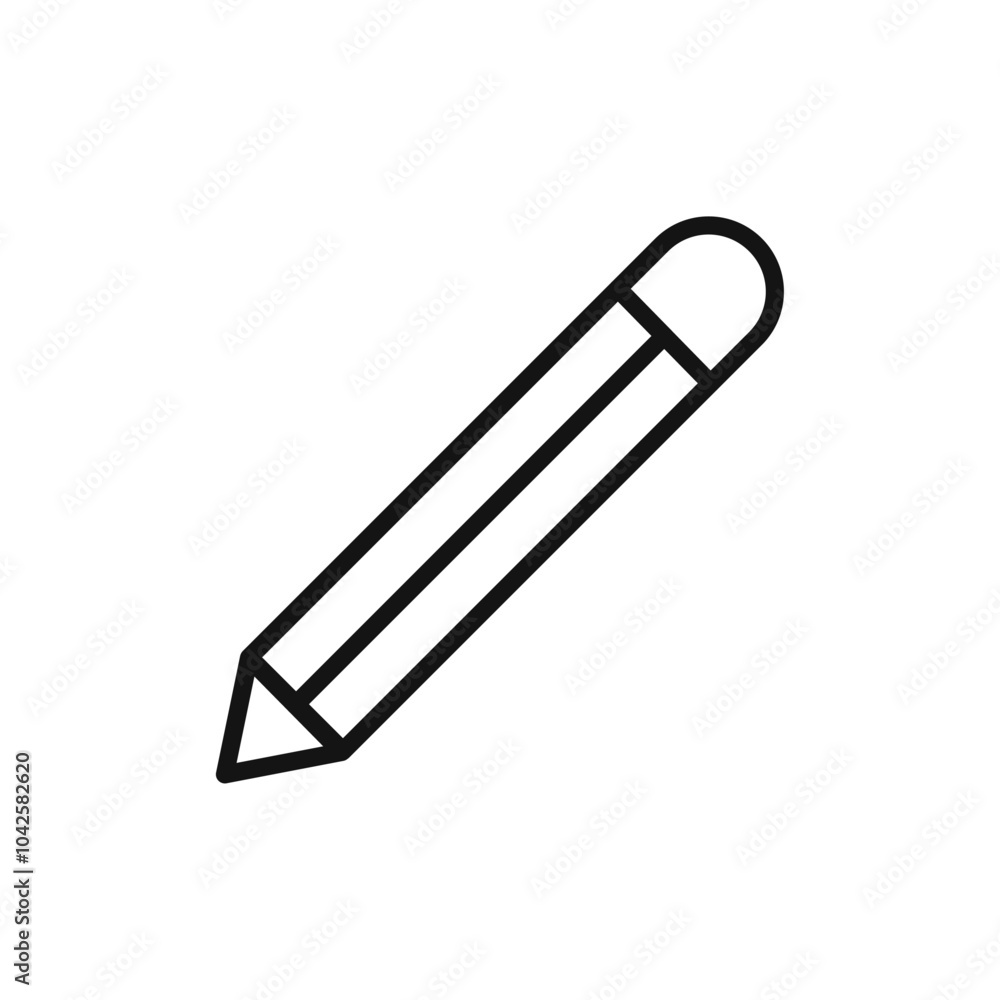 Pencil icon Flat art illustration in outline Pencil icon Flat art illustration in outline
