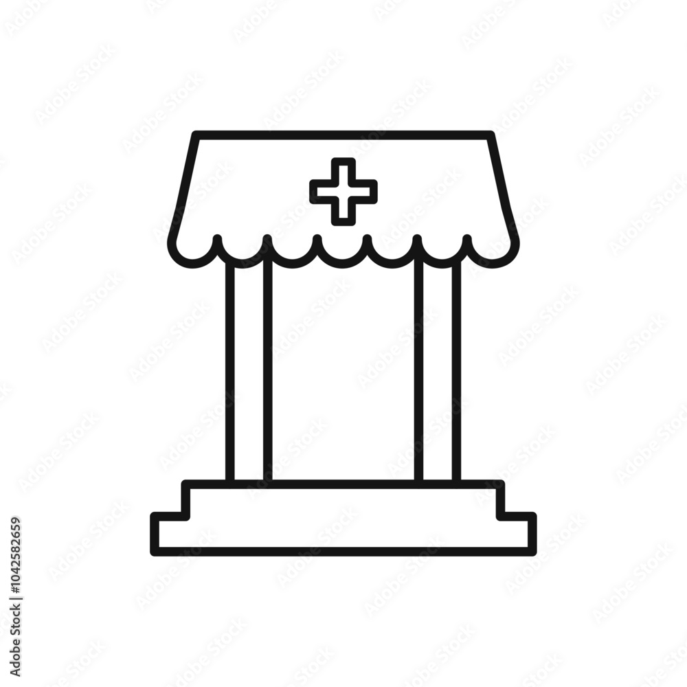Pharmacy icon Flat art illustration in outline Pharmacy icon Flat art illustration in outline