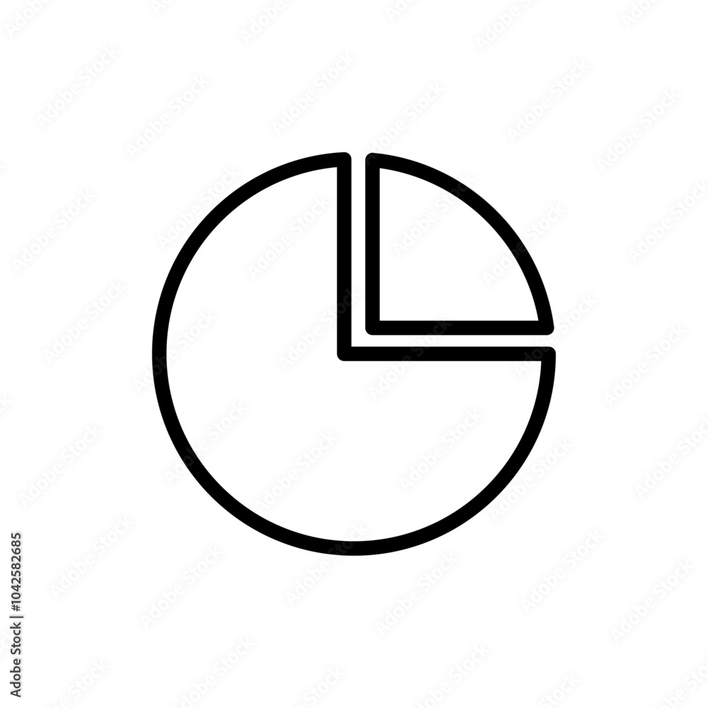 Pie chart icon Flat art illustration in outline Pie chart icon Flat art illustration in outline