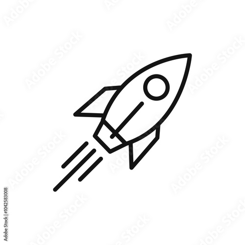 Rocket launch icon Flat art illustration in outline