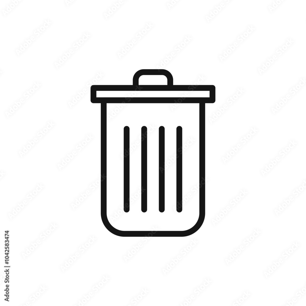 Trash icon Flat art illustration in outline Trash icon Flat art illustration in outline