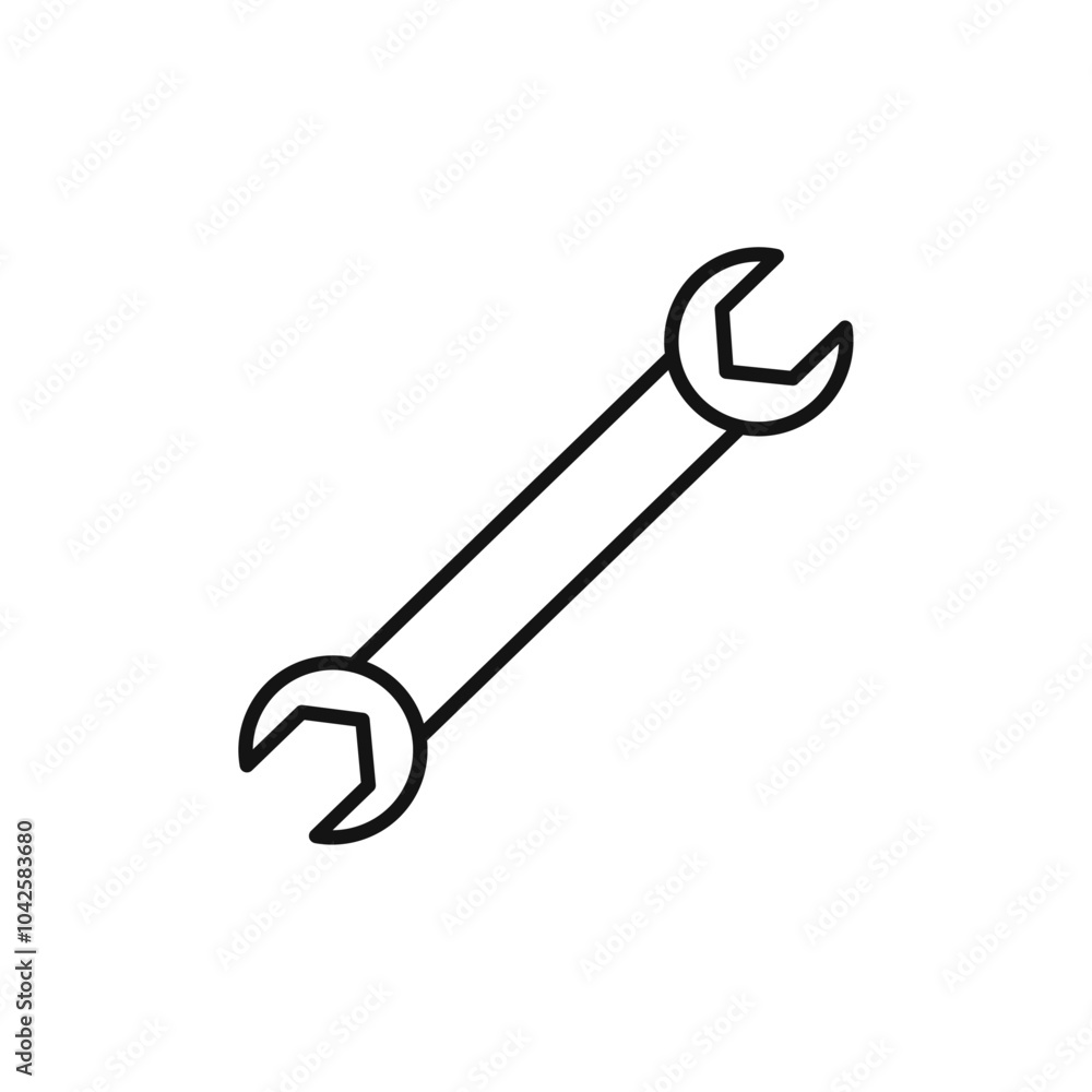 Wrench icon Flat art illustration in outline Wrench icon Flat art illustration in outline