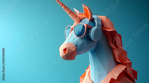 A stylized unicorn wearing ...