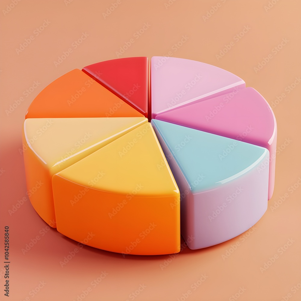 Obraz premium Colorful 3D Pie Chart Infographic