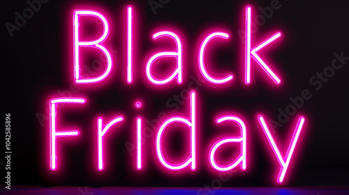 Pink Neon Black Friday Sign on Dark Background