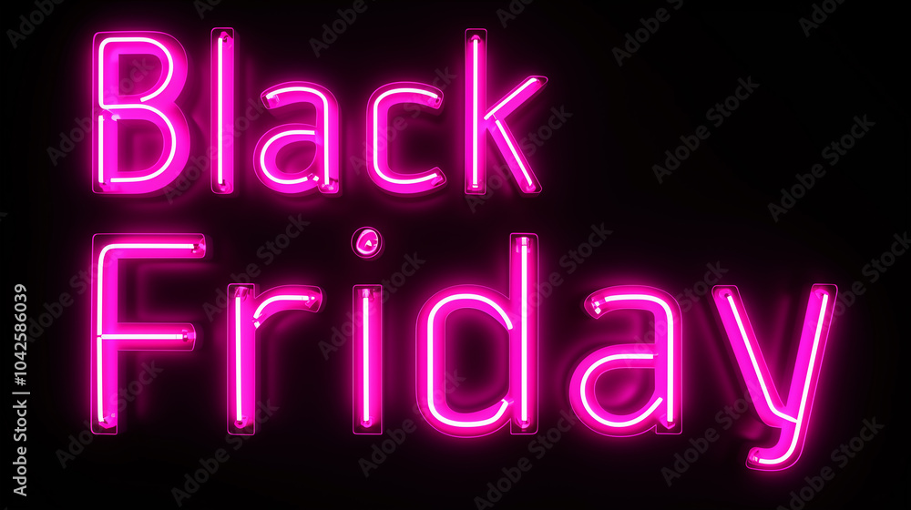 Pink Neon Black Friday Sign on Dark Background Pink Neon Black Friday Sign on Dark Background