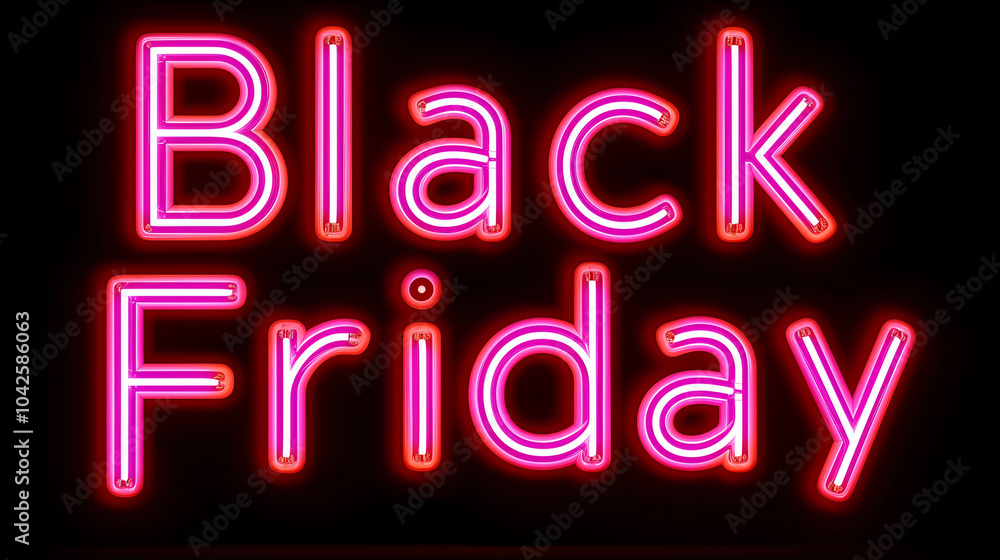 Pink Neon Black Friday Sign on Dark Background Pink Neon Black Friday Sign on Dark Background