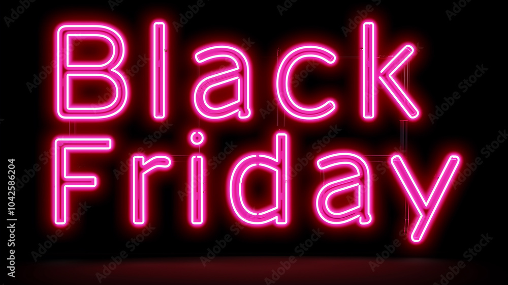 Pink Neon Black Friday Sign on Dark Background