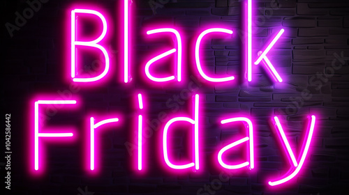 Pink Neon Black Friday Sign on Dark Background