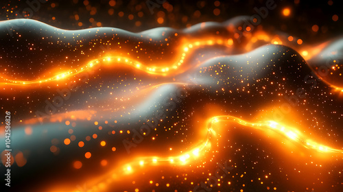 Abstract glowing waves with...