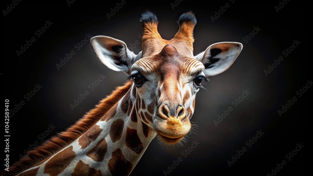 Obraz premium A Gentle Giant's Gaze A Close-Up Portrait of a Giraffe with Intriguing Eyes and a Curious Expression