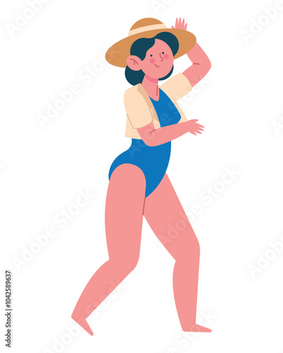 happy woman wearing summer clothes