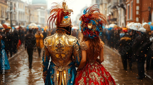 Elegant couple in ornate co...