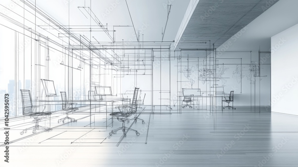 Fototapeta premium Modern Office Design with Clean Lines and High Detail