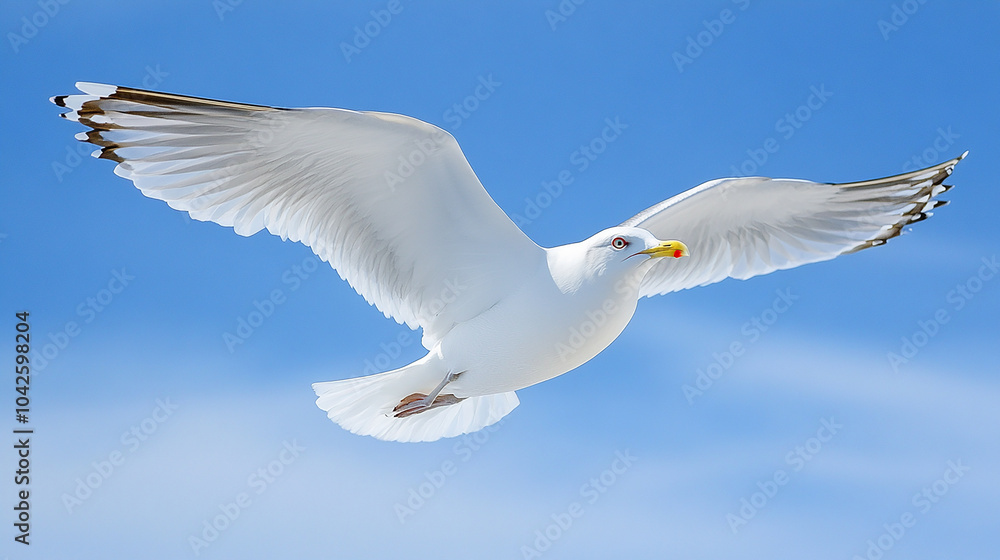 seagull bird flying in the blue sky