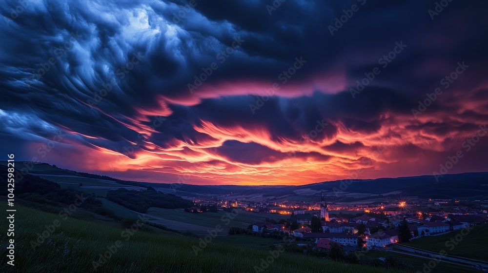 Awe-Inspiring Asperitas Clouds at Twilight Sky Awe-Inspiring Asperitas Clouds at Twilight Sky