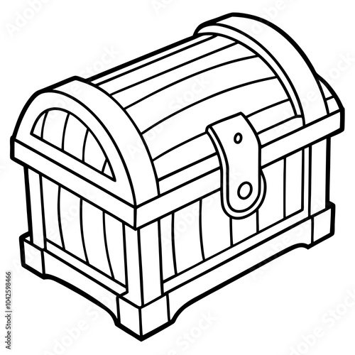 Line art of a wooden chest vector 