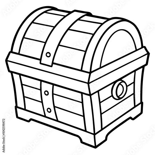 Line art of a wooden chest vector 