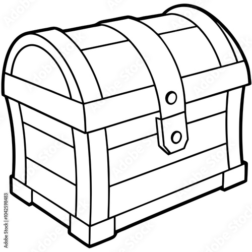 Line art of a wooden chest vector 