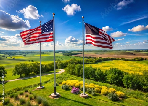 American and Kansas Flags with POW Tribute in a Documentary Style Setting