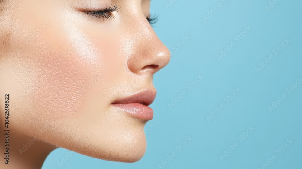 Facial scars fading into smooth, clear skin after laser treatment, highlighting skin healing and recovery Facial scars fading into smooth, clear skin after laser treatment, highlighting skin healing and recovery