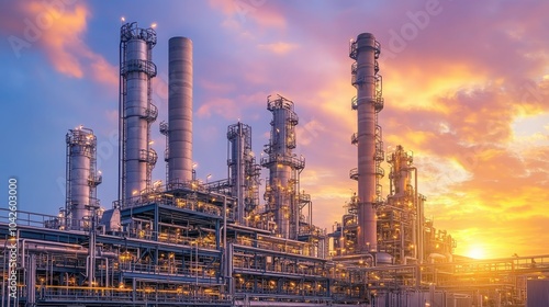 Wallpaper Mural Industrial Refinery Complex at Sunset Torontodigital.ca