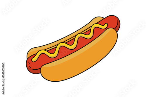 Hot Dog and Mustard | isolated vector silhouette illustration on white background