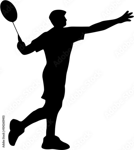 Badminton player. Silhouette of a badminton player. Vector illustration