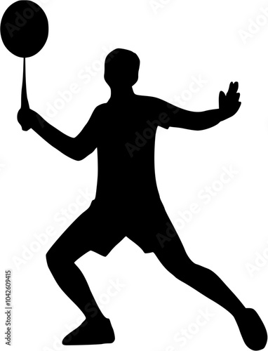Badminton player. Silhouette of a badminton player. Vector illustration