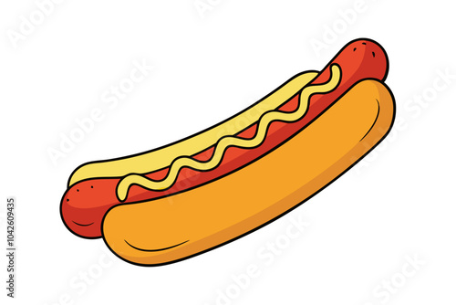 Hot Dog and Mustard | isolated vector silhouette illustration on white background