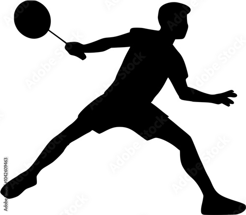 Badminton player. Silhouette of a badminton player. Vector illustration