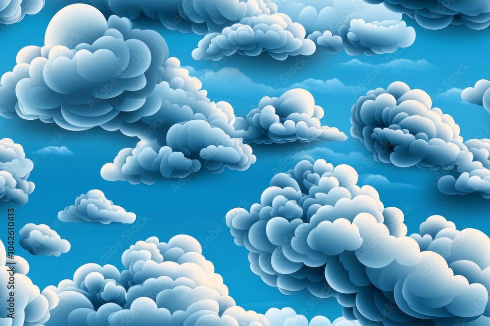 Clouds in a seamless sky background, with soft white clouds floating across a pale blue sky Clouds in a seamless sky background, with soft white clouds floating across a pale blue sky