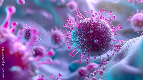 Dengue Virus and Human Immune Response, Color-Coded Battleground Interaction between the dengue virus and human immune cells