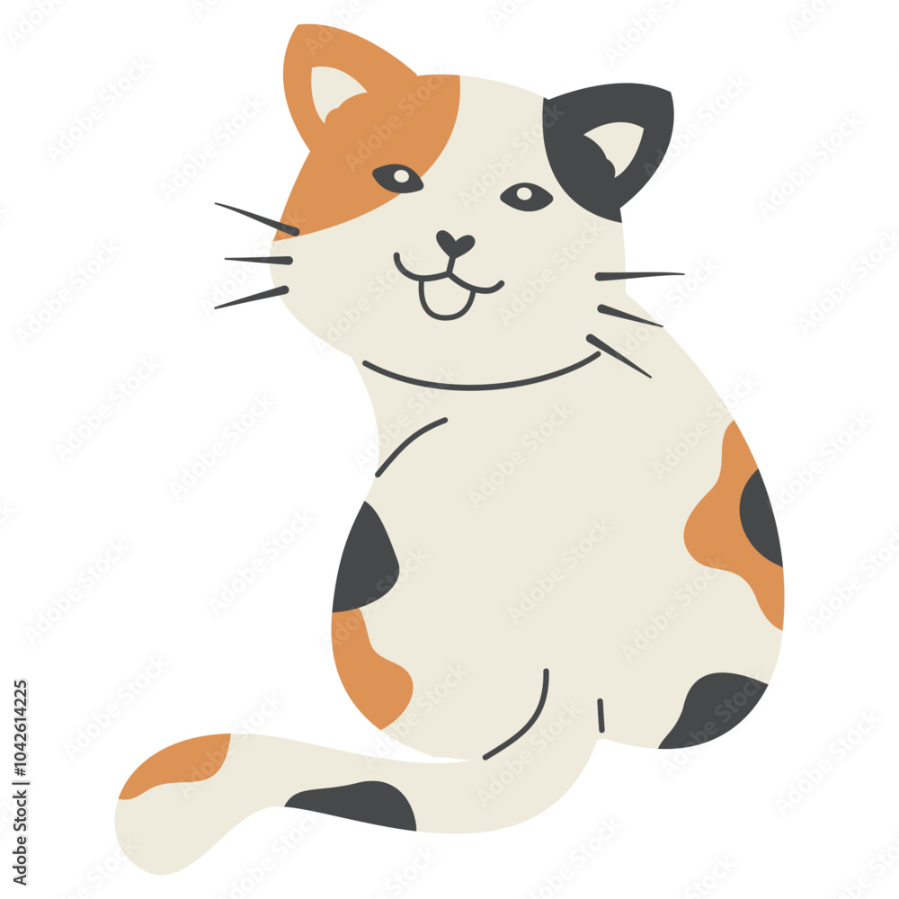 Fototapeta premium Cute Cat Illustration. International Cat Day. Vector Graphic Design.