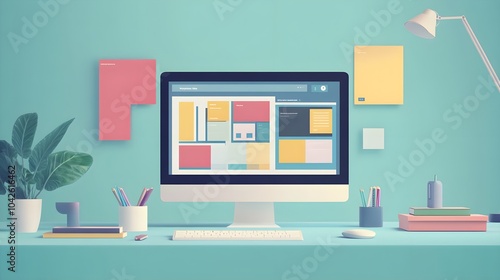 Wallpaper Mural Modern Minimalist Desktop Setup with Computer  Keyboard  and Mouse Torontodigital.ca