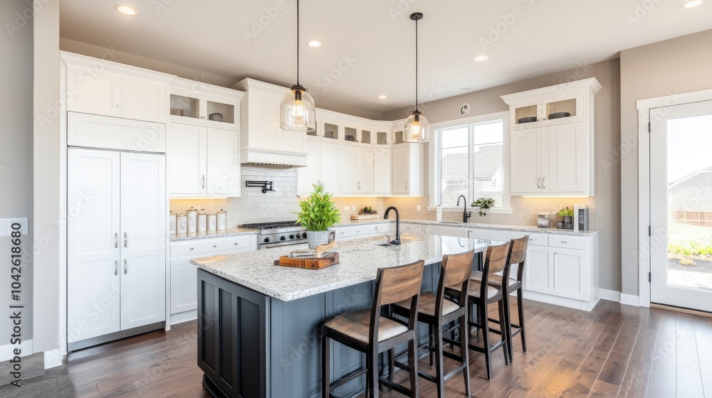 Fototapeta premium Modern Bright Kitchen with Elegant Design Features