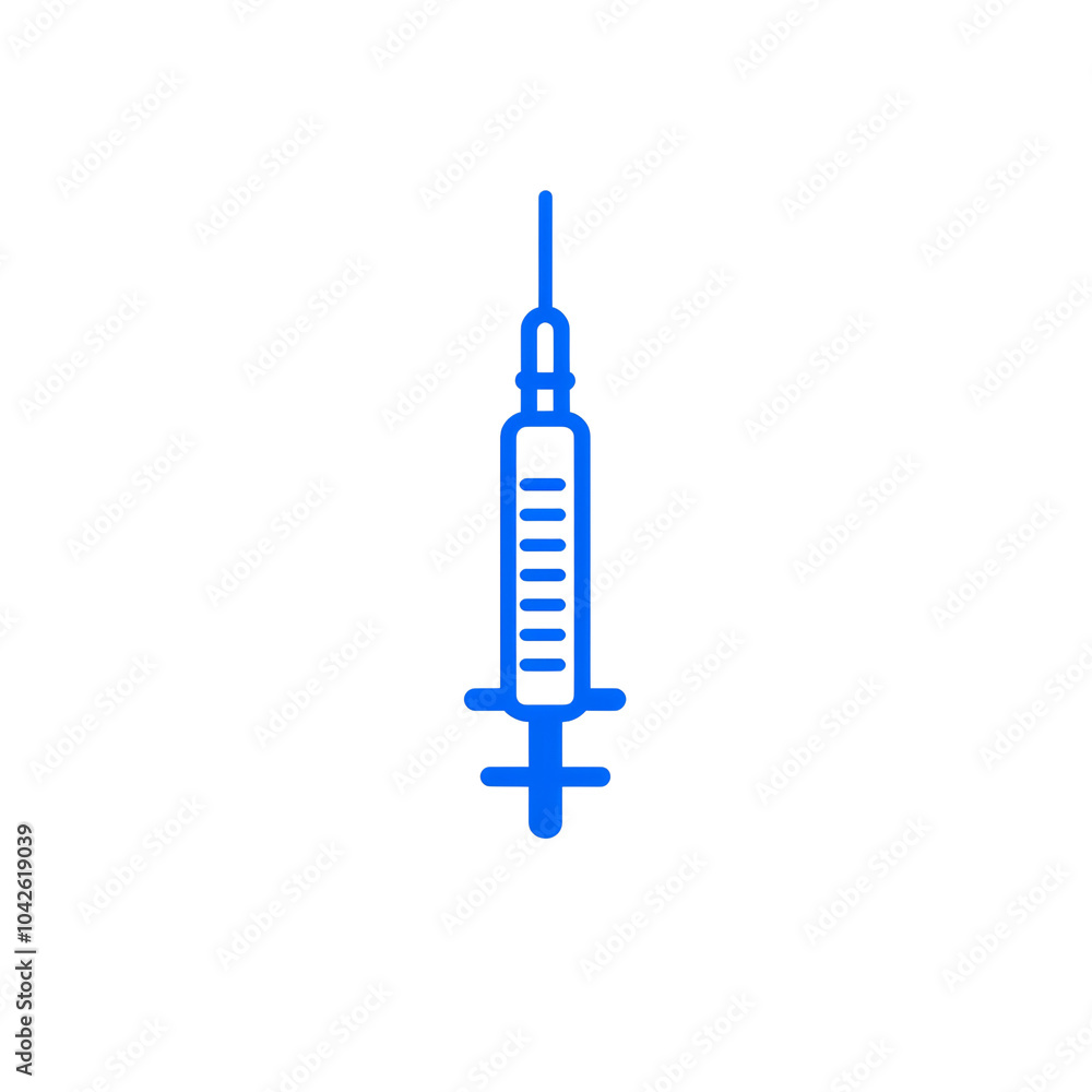 Blue Syringe Icon on a White Background Blue Syringe Icon on a White Background
