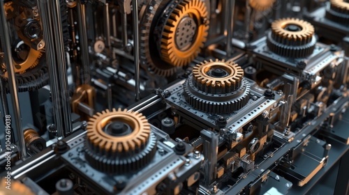 A close-up view of intricate mechanical gears and machinery components.