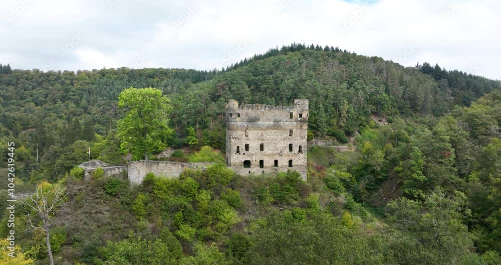 FPV drone video of Balduinseck Castle, Burg Balduinseck, hilltop castle on the road from Buch to Mastershausen on the Hunsruck in Rhineland Palatinate. FPV drone video of Balduinseck Castle, Burg Balduinseck, hilltop castle on the road from Buch to Mastershausen on the Hunsruck in Rhineland Palatinate.