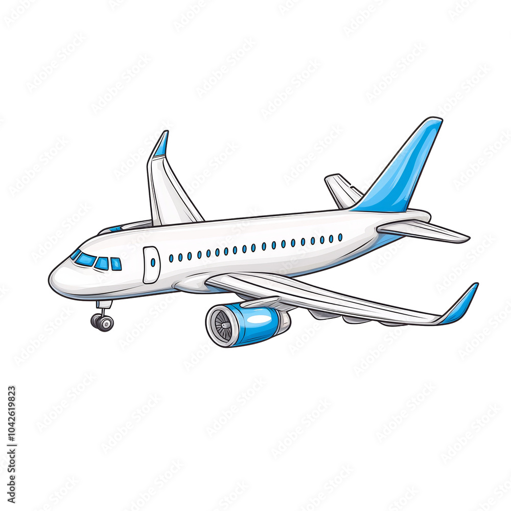 Airplane Illustration with Blue Accents Airplane Illustration with Blue Accents