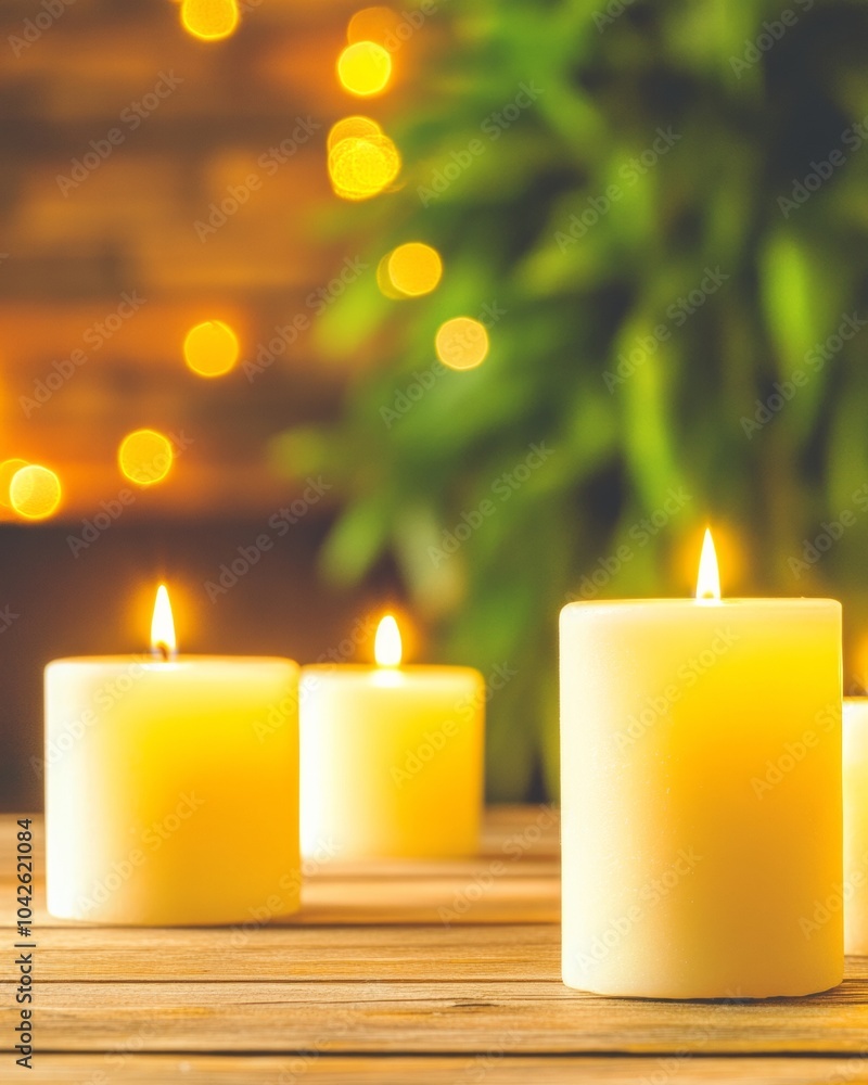 Cozy Evening Ambiance with Glowing Candlelight in Warm Home Setting Cozy Evening Ambiance with Glowing Candlelight in Warm Home Setting