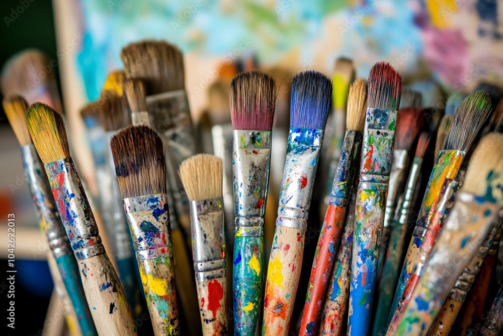 Fototapeta premium Colorful Paint Brushes for Artistic Expression