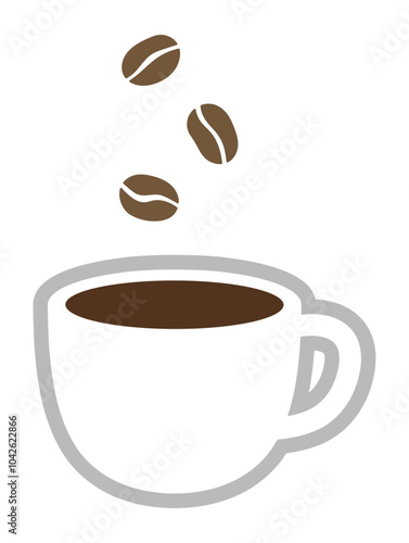 コーヒーカップとコーヒー豆