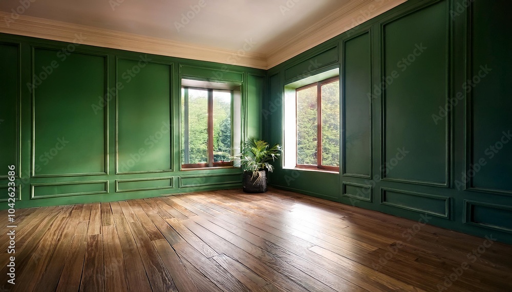 Fototapeta premium テレビ会議背景用 ZOOM会議背景用 CG ホール 部屋 ラウンジ 緑を基調にした部屋 video conferencing background for using in video conference and as a zoom background.