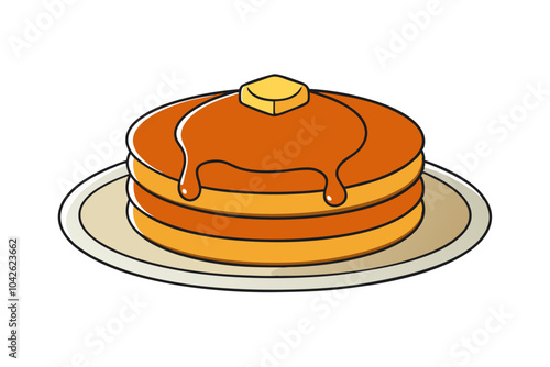 Pancakes with Syrup | isolated vector silhouette illustration on white background