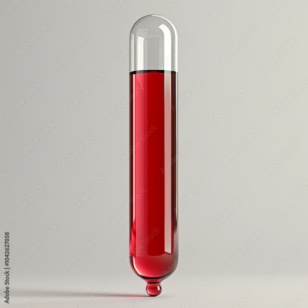 Red Liquid in Minimal 3D Test Tube Design Red Liquid in Minimal 3D Test Tube Design